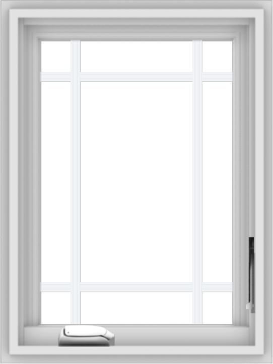 WDMA 18x24 (17.5 x 23.5 inch) White Vinyl uPVC Crank out Casement Window with Prairie Grilles