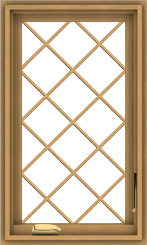 WDMA 18x30 (17.5 x 29.5 inch) Pine Wood Dark Grey Aluminum Crank out Casement Window  with Diamond Grills