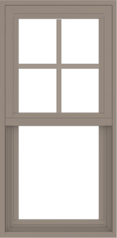 WDMA 18x36 (17.5 x 35.5 inch) Vinyl uPVC Brown Single Hung Double Hung Window with Top Colonial Grids Exterior