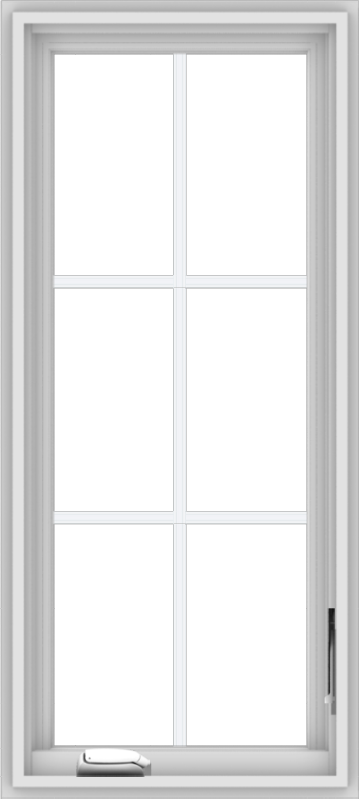 WDMA 18x40 (17.5 x 39.5 inch) White Vinyl uPVC Crank out Casement Window with Colonial Grids