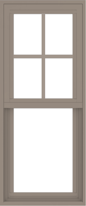 WDMA 18x42 (17.5 x 41.5 inch) Vinyl uPVC Brown Single Hung Double Hung Window with Top Colonial Grids Exterior