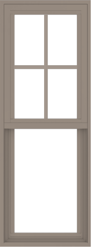 WDMA 18x48 (17.5 x 47.5 inch) Vinyl uPVC Brown Single Hung Double Hung Window with Top Colonial Grids Exterior