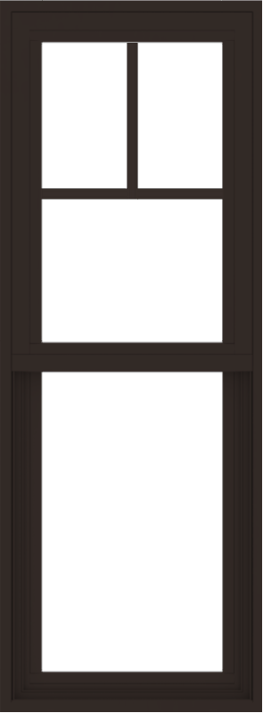 WDMA 18x48 (17.5 x 47.5 inch) Vinyl uPVC Dark Brown Single Hung Double Hung Window with Fractional Grids Interior