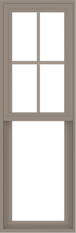 WDMA 18x54 (17.5 x 53.5 inch) Vinyl uPVC Brown Single Hung Double Hung Window with Top Colonial Grids Exterior