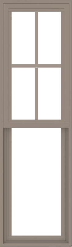 WDMA 18x60 (17.5 x 59.5 inch) Vinyl uPVC Brown Single Hung Double Hung Window with Top Colonial Grids Exterior