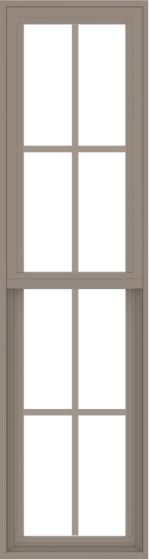 WDMA 18x66 (17.5 x 65.5 inch) Vinyl uPVC Brown Single Hung Double Hung Window with Colonial Grids Exterior