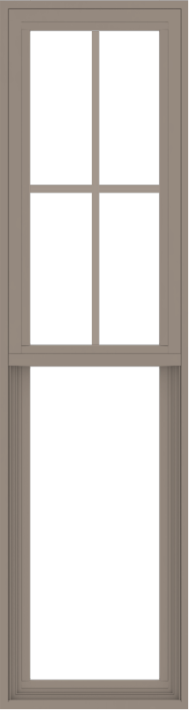 WDMA 18x66 (17.5 x 65.5 inch) Vinyl uPVC Brown Single Hung Double Hung Window with Top Colonial Grids Exterior