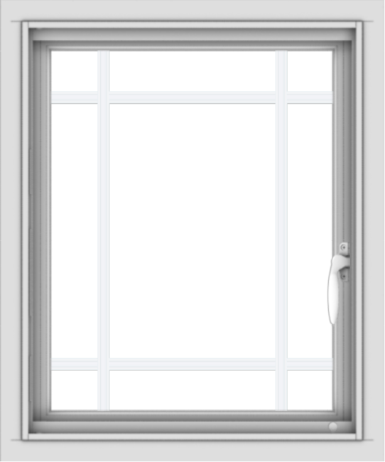 WDMA 20x24 (19.5 x 23.5 inch) Vinyl uPVC White Push out Casement Window with Prairie Grilles