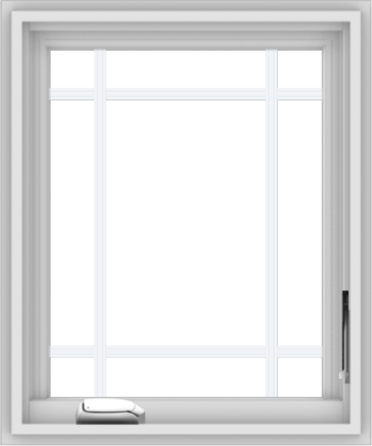 WDMA 20x24 (19.5 x 23.5 inch) White Vinyl uPVC Crank out Casement Window with Prairie Grilles