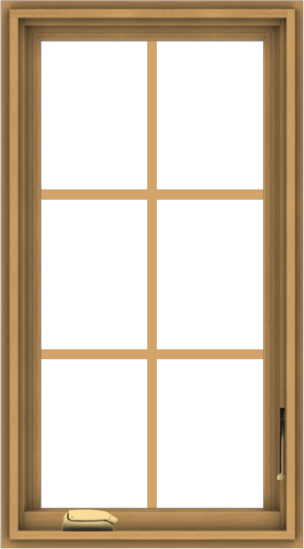 WDMA 20x36 (19.5 x 35.5 inch) Pine Wood Dark Grey Aluminum Crank out Casement Window with Colonial Grids