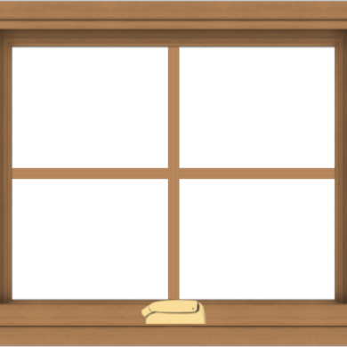 WDMA 24x20 (23.5 x 19.5 inch) Oak Wood Dark Brown Bronze Aluminum Crank out Awning Window with Colonial Grids Interior