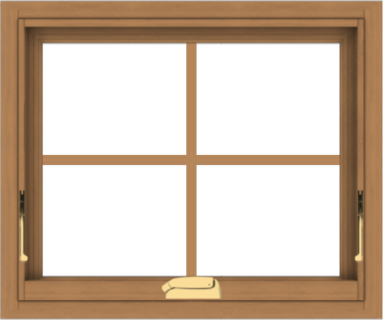 WDMA 24x20 (23.5 x 19.5 inch) Oak Wood Dark Brown Bronze Aluminum Crank out Awning Window with Colonial Grids Interior