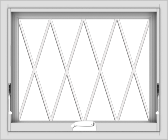 WDMA 24x20 (23.5 x 19.5 inch) White Vinyl uPVC Crank out Awning Window without Grids with Diamond Grills