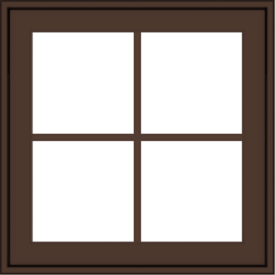 WDMA 24x24 (23.5 x 23.5 inch) Oak Wood Dark Brown Bronze Aluminum Crank out Awning Window with Colonial Grids Exterior