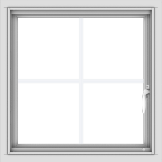 WDMA 24x24 (23.5 x 23.5 inch) Vinyl uPVC White Push out Casement Window with Colonial Grids