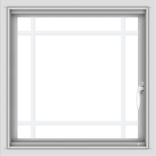 WDMA 24x24 (23.5 x 23.5 inch) Vinyl uPVC White Push out Casement Window with Prairie Grilles