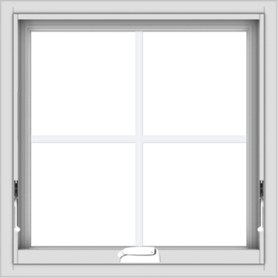 WDMA 24x24 (23.5 x 23.5 inch) White Vinyl uPVC Crank out Awning Window with Colonial Grids Interior