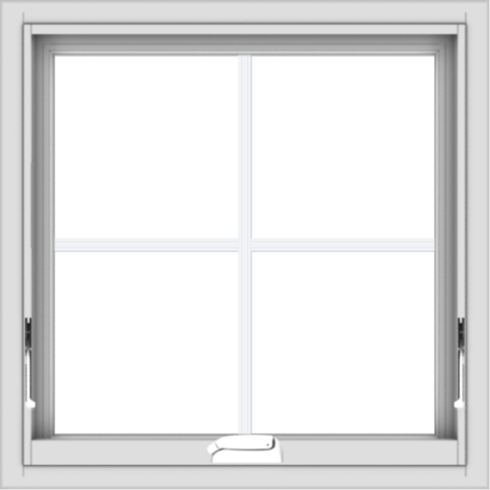 WDMA 24x24 (23.5 x 23.5 inch) White Vinyl uPVC Crank out Awning Window with Colonial Grids Interior