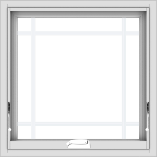 WDMA 24x24 (23.5 x 23.5 inch) White Vinyl uPVC Crank out Awning Window with Prairie Grilles