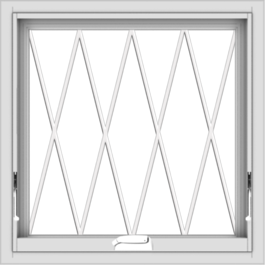 WDMA 24x24 (23.5 x 23.5 inch) White Vinyl uPVC Crank out Awning Window without Grids with Diamond Grills