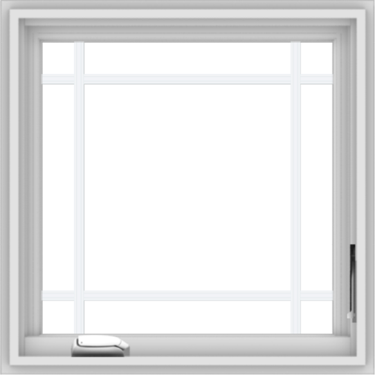 WDMA 24x24 (23.5 x 23.5 inch) White Vinyl uPVC Crank out Casement Window with Prairie Grilles