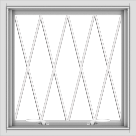 WDMA 24x24 (23.5 x 23.5 inch) White uPVC Vinyl Push out Awning Window without Grids with Diamond Grills