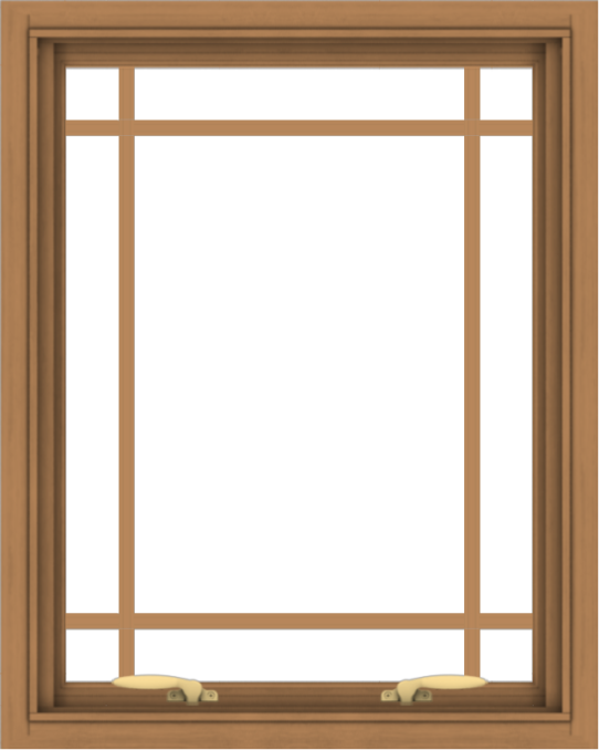 WDMA 24x30 (23.5 x 29.5 inch) Oak Wood Green Aluminum Push out Awning Window with Prairie Grilles