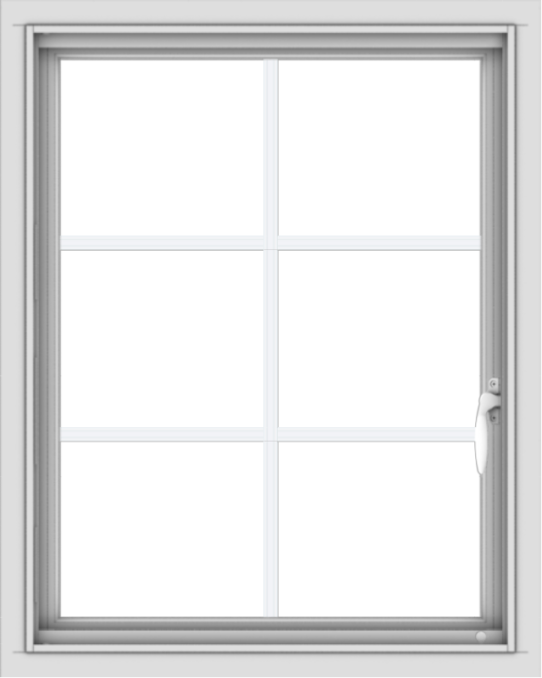 WDMA 24x30 (23.5 x 29.5 inch) Vinyl uPVC White Push out Casement Window with Colonial Grids