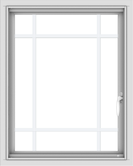 WDMA 24x30 (23.5 x 29.5 inch) Vinyl uPVC White Push out Casement Window with Prairie Grilles