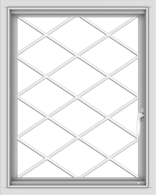 WDMA 24x30 (23.5 x 29.5 inch) Vinyl uPVC White Push out Casement Window  with Diamond Grills