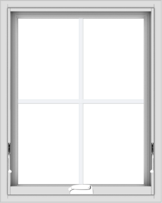 WDMA 24x30 (23.5 x 29.5 inch) White Vinyl uPVC Crank out Awning Window with Colonial Grids Interior