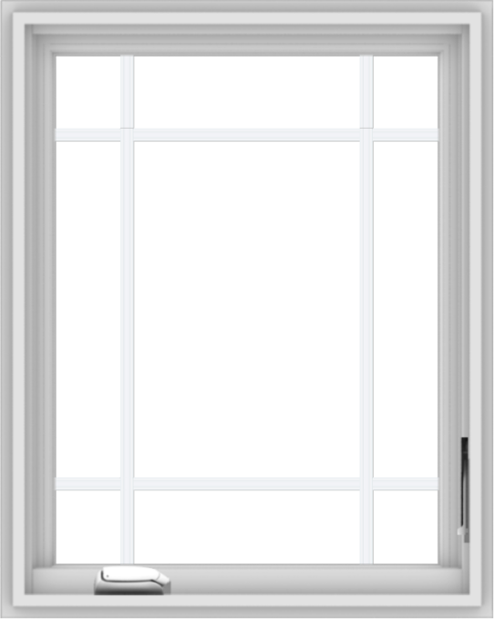 WDMA 24x30 (23.5 x 29.5 inch) White Vinyl uPVC Crank out Casement Window with Prairie Grilles