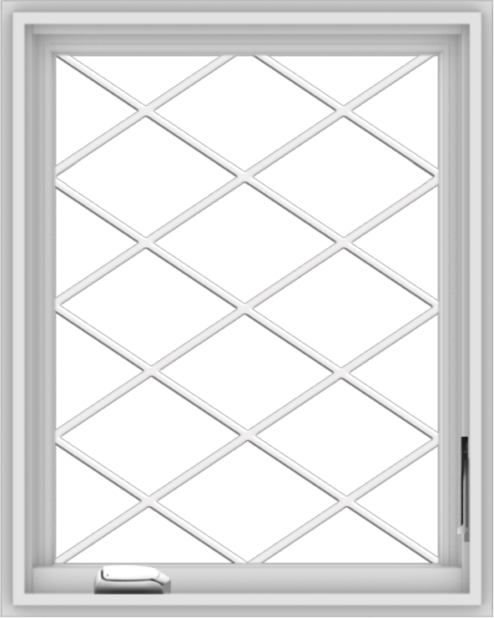 WDMA 24x30 (23.5 x 29.5 inch) White Vinyl uPVC Crank out Casement Window  with Diamond Grills