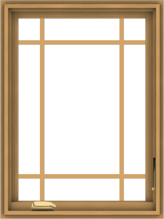 WDMA 24x32 (23.5 x 31.5 inch) Pine Wood Dark Grey Aluminum Crank out Casement Window with Prairie Grilles