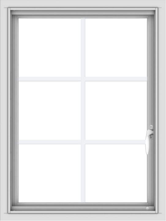 WDMA 24x32 (23.5 x 31.5 inch) Vinyl uPVC White Push out Casement Window with Colonial Grids