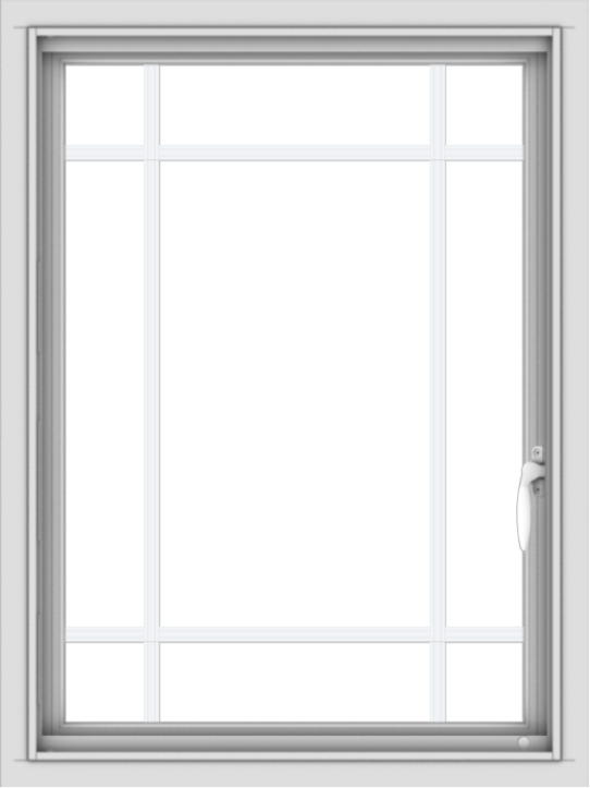 WDMA 24x32 (23.5 x 31.5 inch) Vinyl uPVC White Push out Casement Window with Prairie Grilles