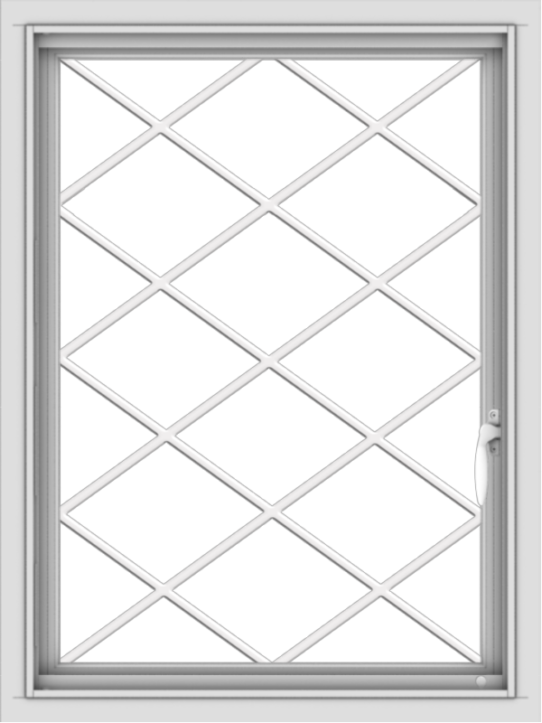 WDMA 24x32 (23.5 x 31.5 inch) Vinyl uPVC White Push out Casement Window  with Diamond Grills