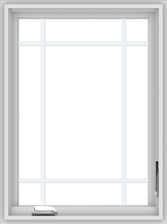 WDMA 24x32 (23.5 x 31.5 inch) White Vinyl uPVC Crank out Casement Window with Prairie Grilles