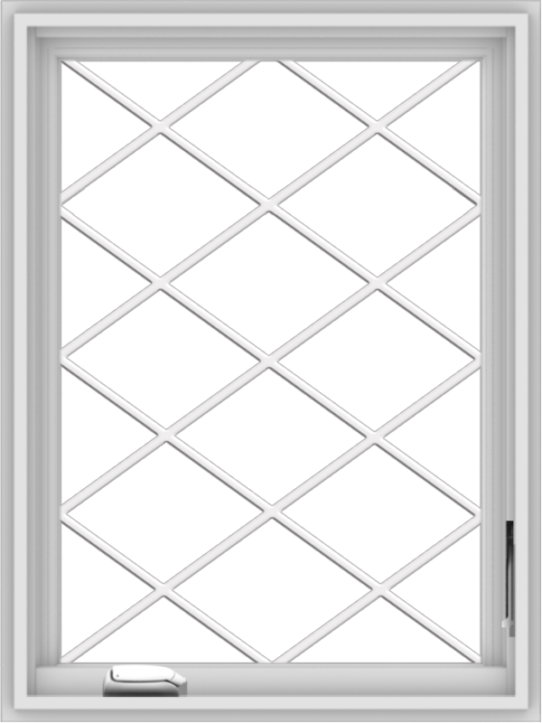 WDMA 24x32 (23.5 x 31.5 inch) White Vinyl uPVC Crank out Casement Window  with Diamond Grills