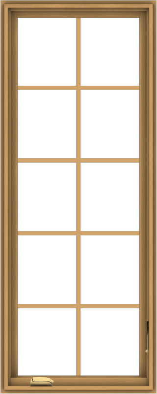 WDMA 24x60 (23.5 x 59.5 inch) Pine Wood Dark Grey Aluminum Crank out Casement Window with Colonial Grids