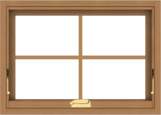 WDMA 28x20 (27.5 x 19.5 inch) Oak Wood Dark Brown Bronze Aluminum Crank out Awning Window with Colonial Grids Interior