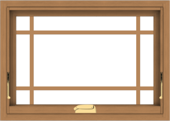 WDMA 28x20 (27.5 x 19.5 inch) Oak Wood Dark Brown Bronze Aluminum Crank out Awning Window with Prairie Grilles