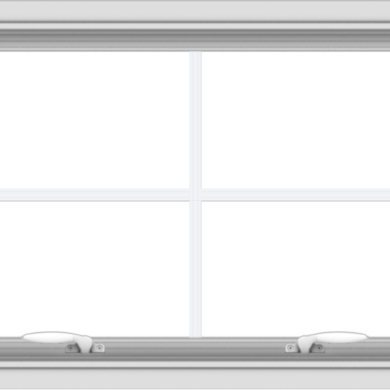 WDMA 28x20 (27.5 x 19.5 inch) White uPVC Vinyl Push out Awning Window with Colonial Grids Interior