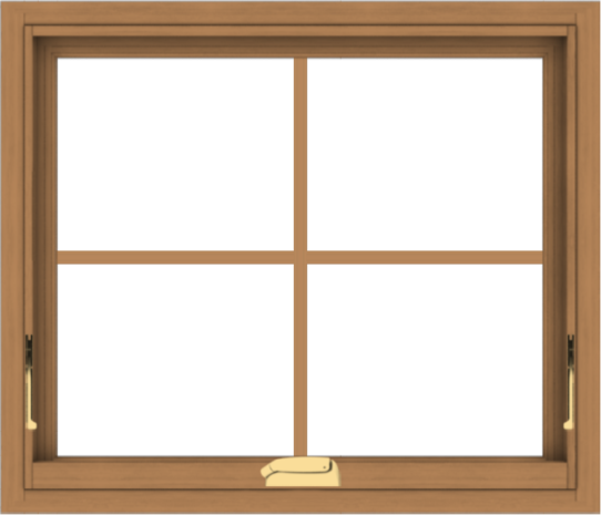 WDMA 28x24 (27.5 x 23.5 inch) Oak Wood Dark Brown Bronze Aluminum Crank out Awning Window with Colonial Grids Interior