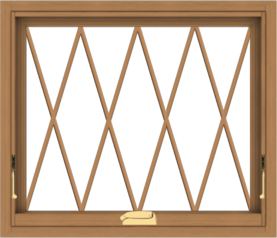 WDMA 28x24 (27.5 x 23.5 inch) Oak Wood Dark Brown Bronze Aluminum Crank out Awning Window without Grids with Diamond Grills