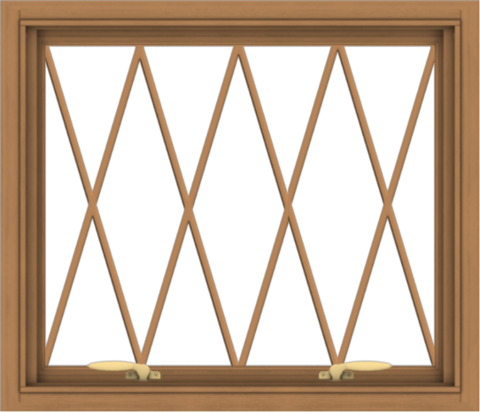 WDMA 28x24 (27.5 x 23.5 inch) Oak Wood Green Aluminum Push out Awning Window without Grids with Diamond Grills