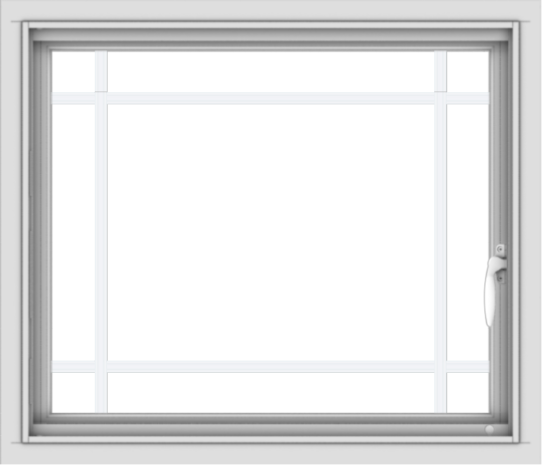 WDMA 28x24 (27.5 x 23.5 inch) Vinyl uPVC White Push out Casement Window with Prairie Grilles