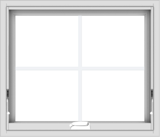 WDMA 28x24 (27.5 x 23.5 inch) White Vinyl uPVC Crank out Awning Window with Colonial Grids Interior