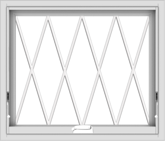 WDMA 28x24 (27.5 x 23.5 inch) White Vinyl uPVC Crank out Awning Window without Grids with Diamond Grills