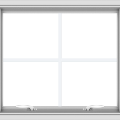 WDMA 28x24 (27.5 x 23.5 inch) White uPVC Vinyl Push out Awning Window with Colonial Grids Interior